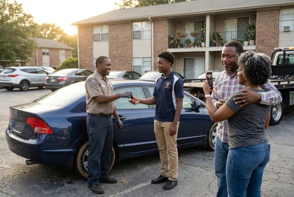 College car shipping — student with first car ready for campus transport