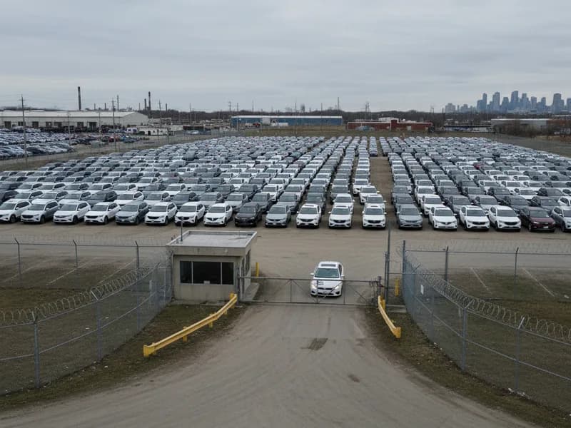 Terminal-to-terminal shipping — vehicles parked at auto transport depot