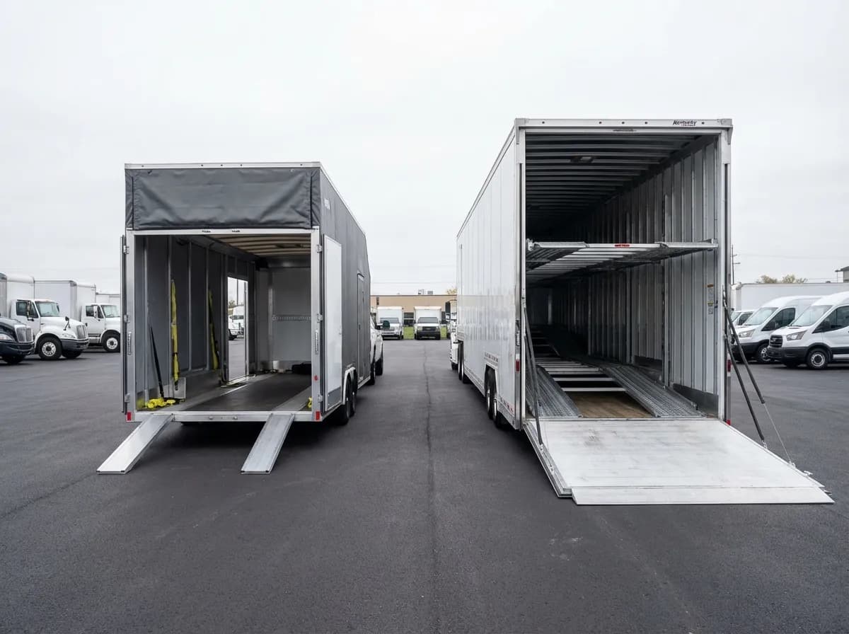 Truck shipping enclosed options — different enclosed trailer types for premium pickup transport