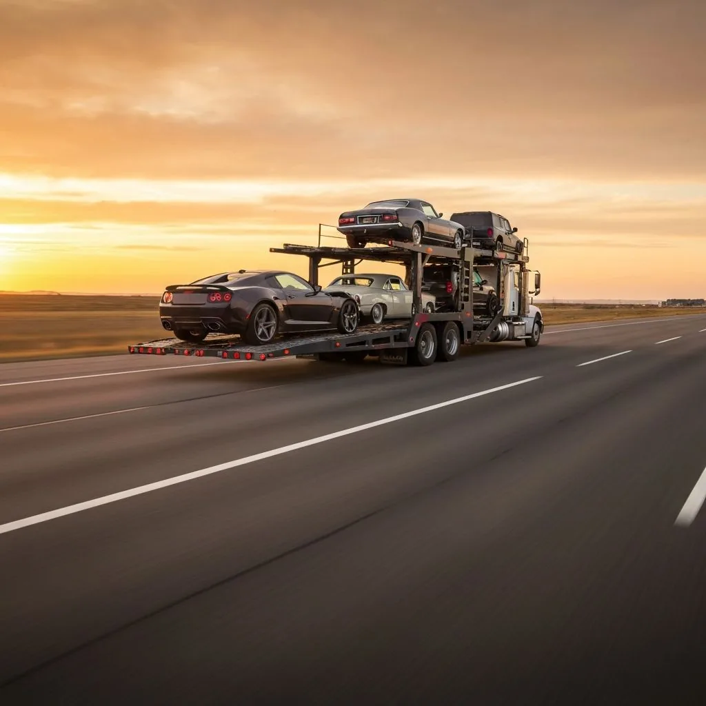 Expedited auto transport — Scott's Auto Carrier rushing vehicles on open highway