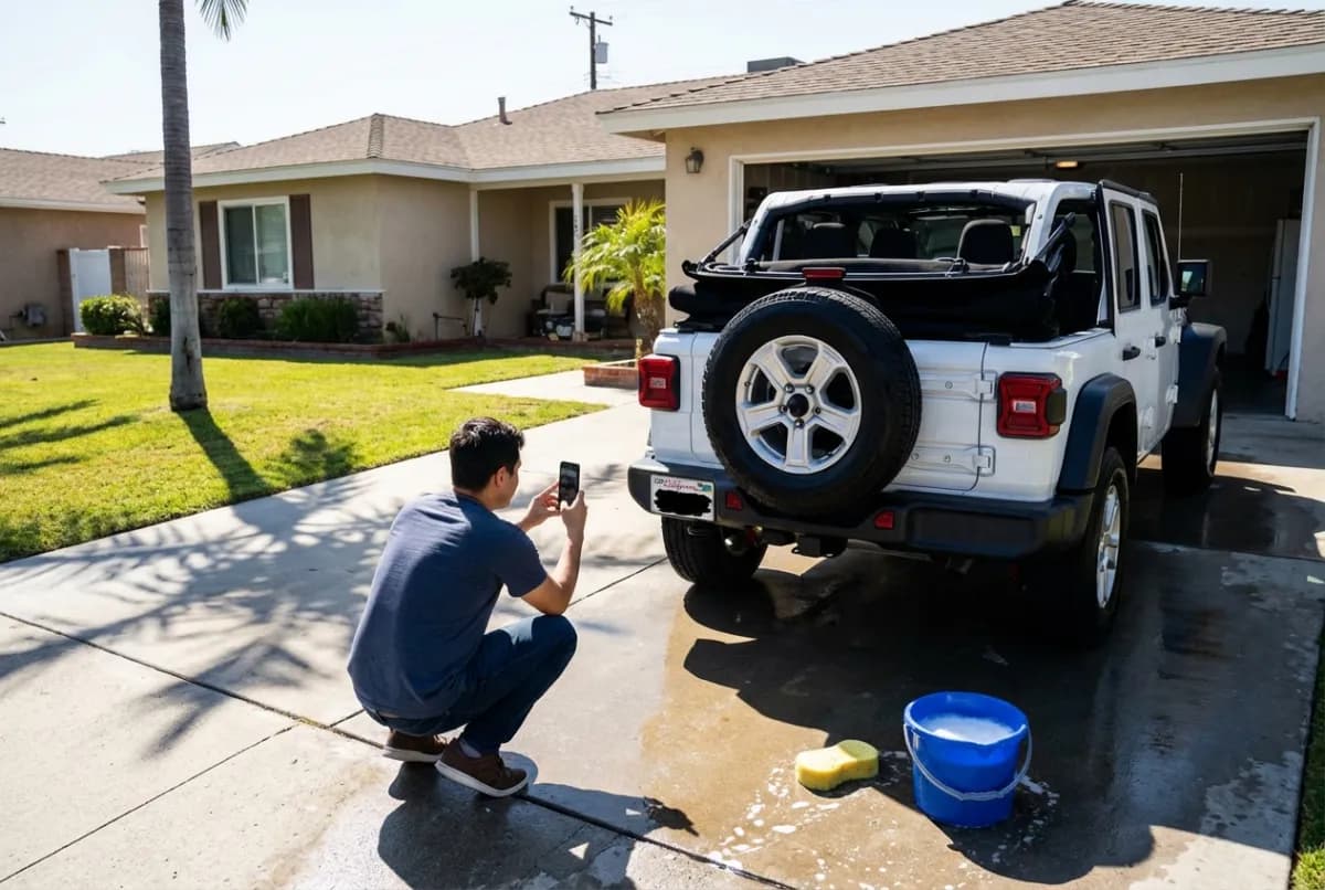 Hawaii car shipping — vehicle prepared for ocean transport at Long Beach port loading area