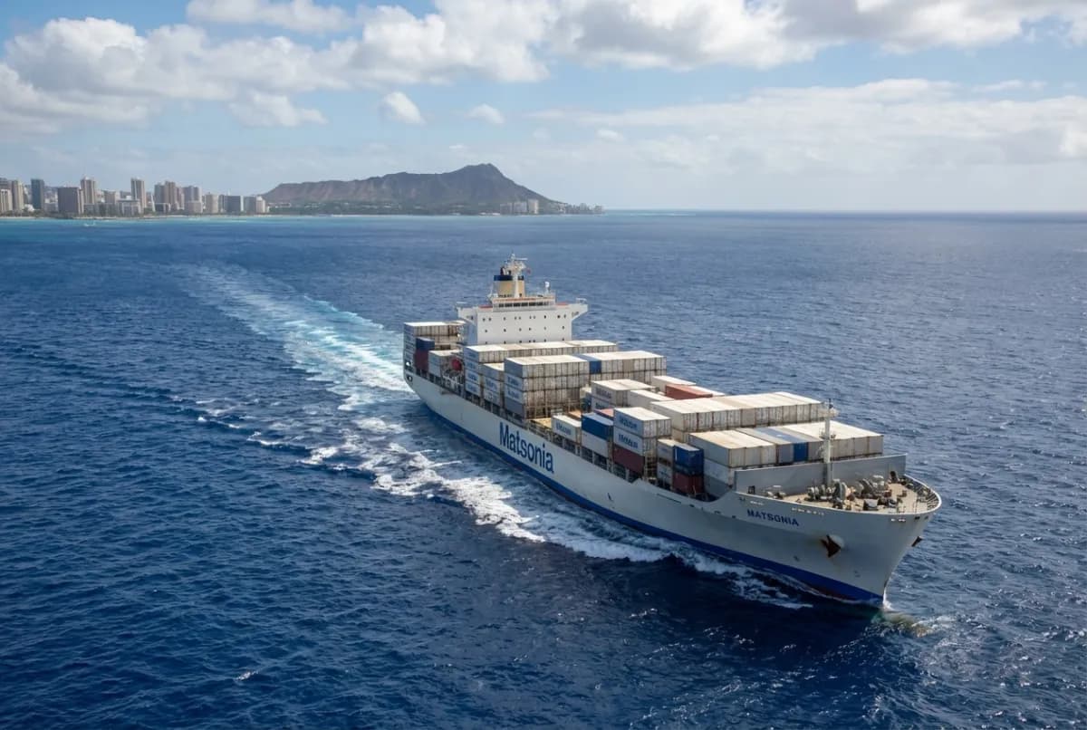 Hawaii car shipping — vehicle being loaded into ocean freight container at West Coast port