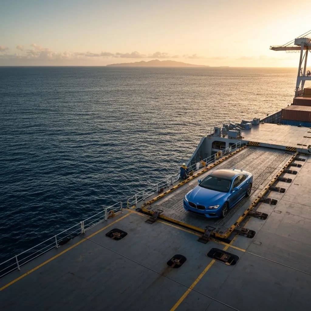 Hawaii car shipping — vehicle being loaded onto ocean vessel for transport to Honolulu