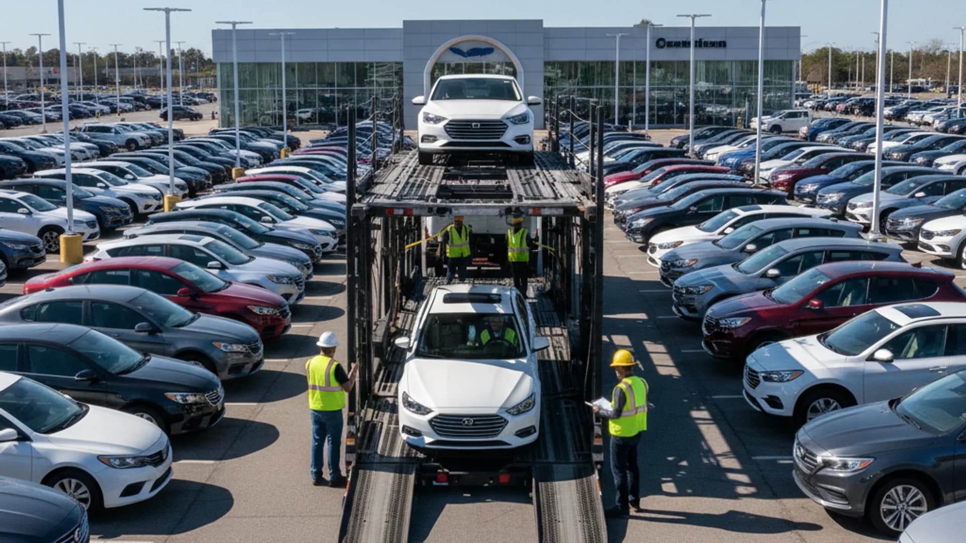 Auto Transport for Businesses — fleet carrier loading vehicles for enterprise shipping