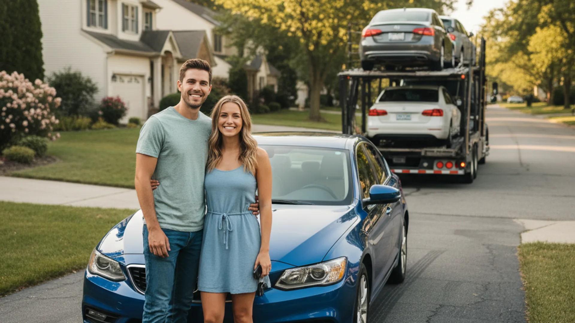Car Shipping for Individuals — personal vehicle loaded on carrier for door-to-door delivery