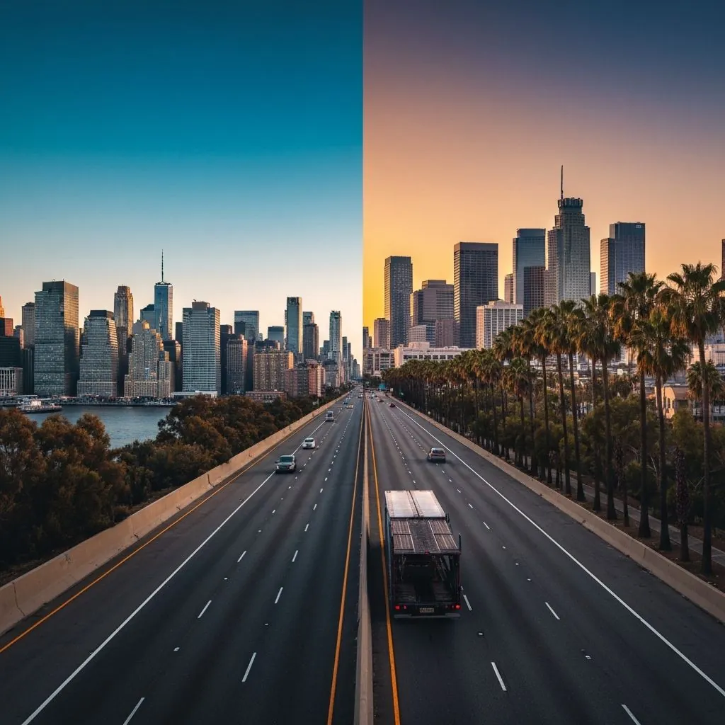 NY to LA car shipping — carrier transporting vehicles across America for Scott's Auto Carrier