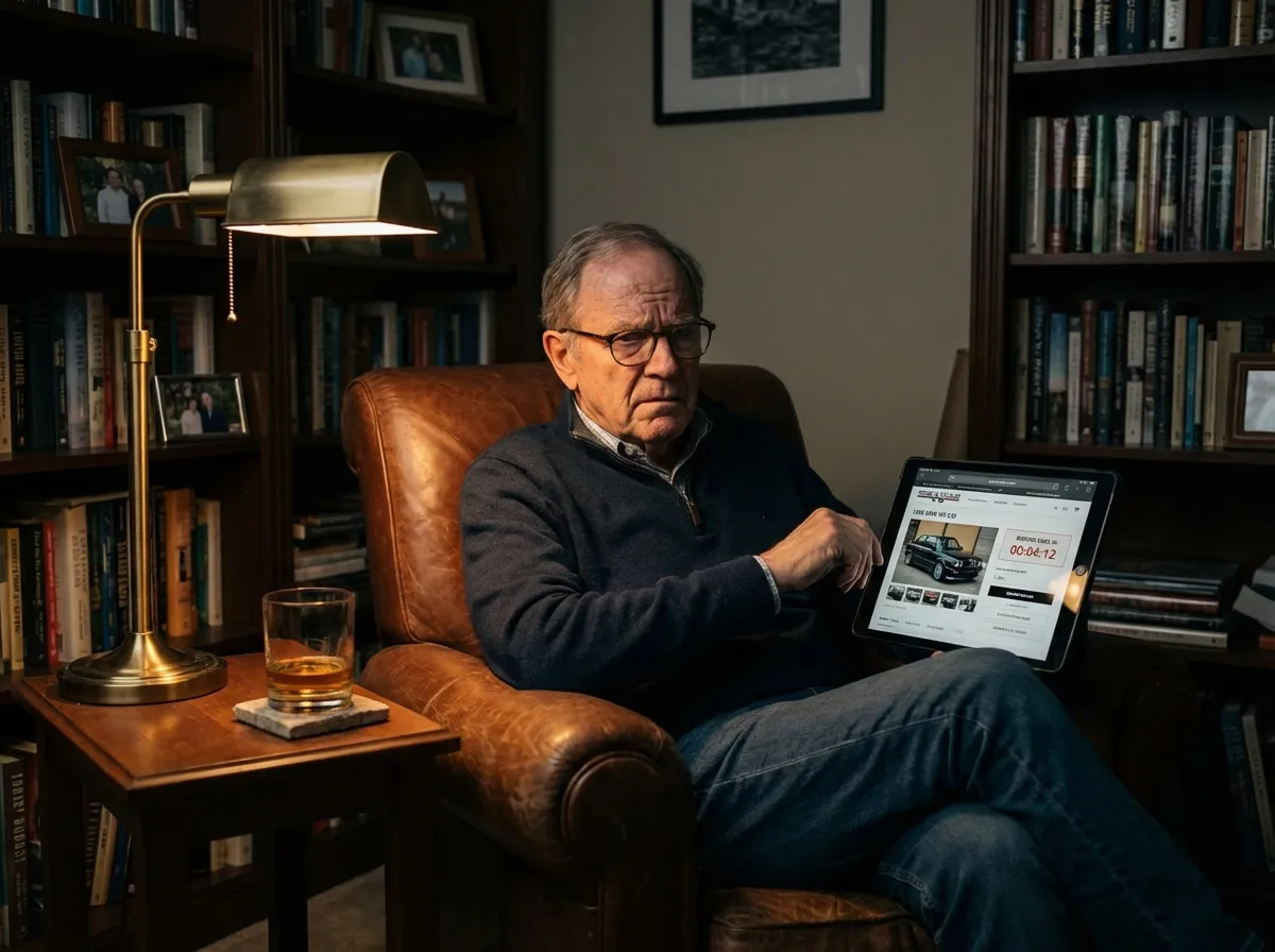 Online car buyer enclosed shipping — Bring a Trailer Porsche 911 secured inside enclosed trailer