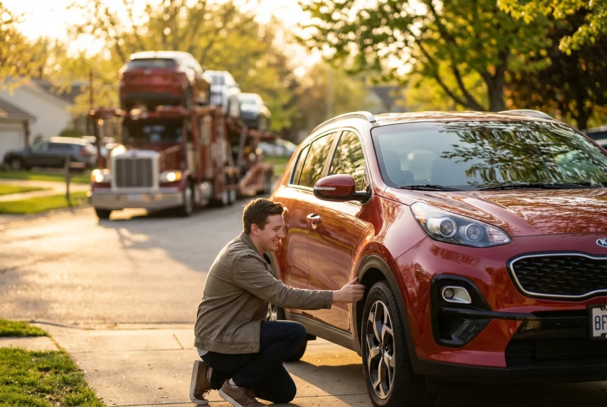 Online car buyer shipping — Scott's Auto Carrier team coordinating vehicle pickups at dispatch center