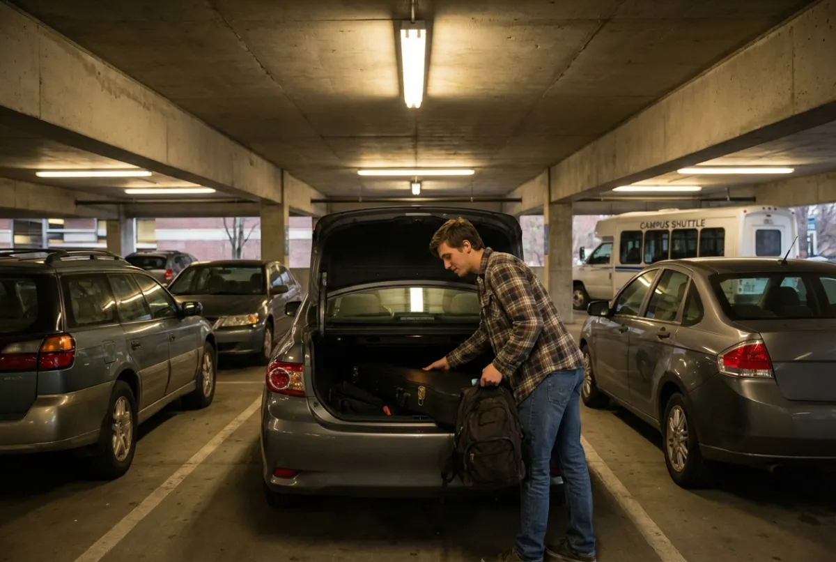 College car shipping — student vehicle delivered to campus by Scott's Auto Carrier