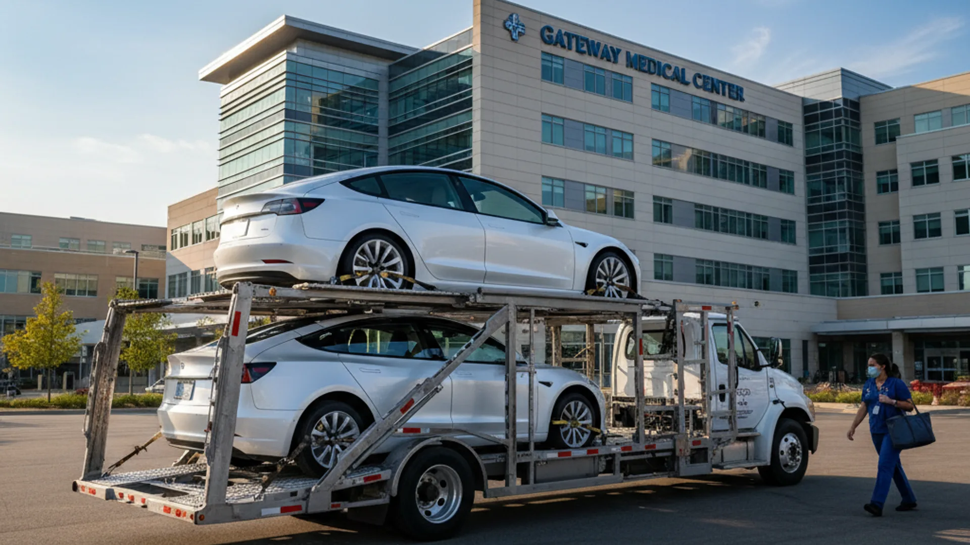 Travel nurse car shipping — vehicle being transported between healthcare assignments by Scott's Auto Carrier