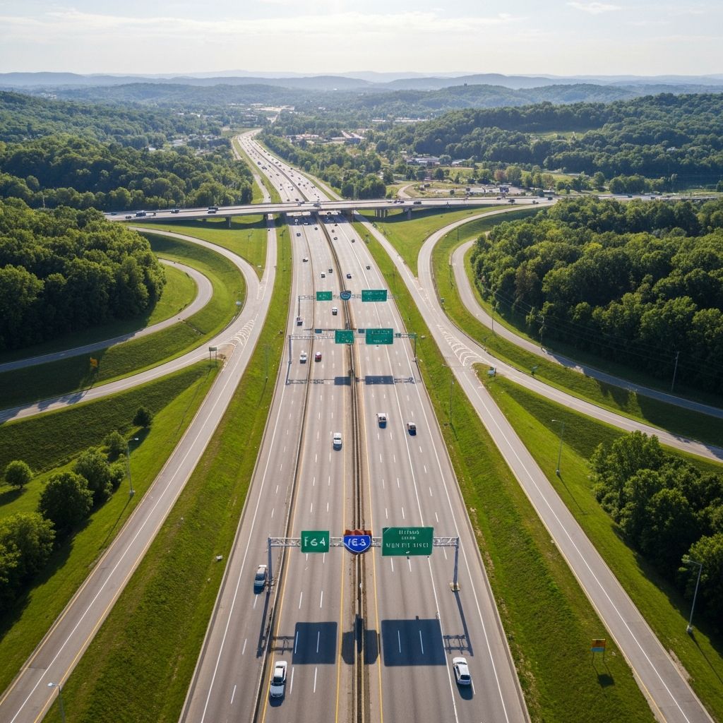 Kentucky interstate highway interchange aerial view