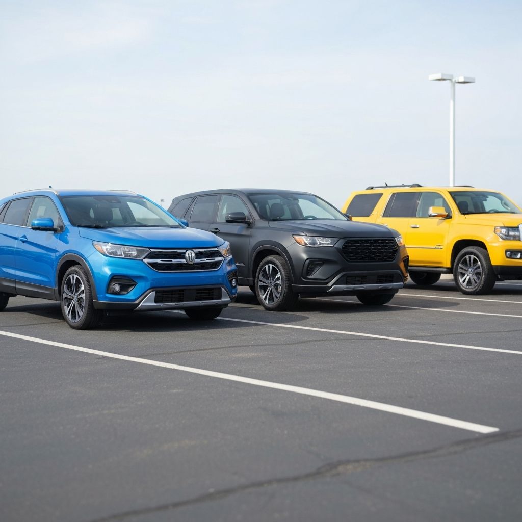 Compact crossover, mid-size, and full-size SUVs ready for auto transport