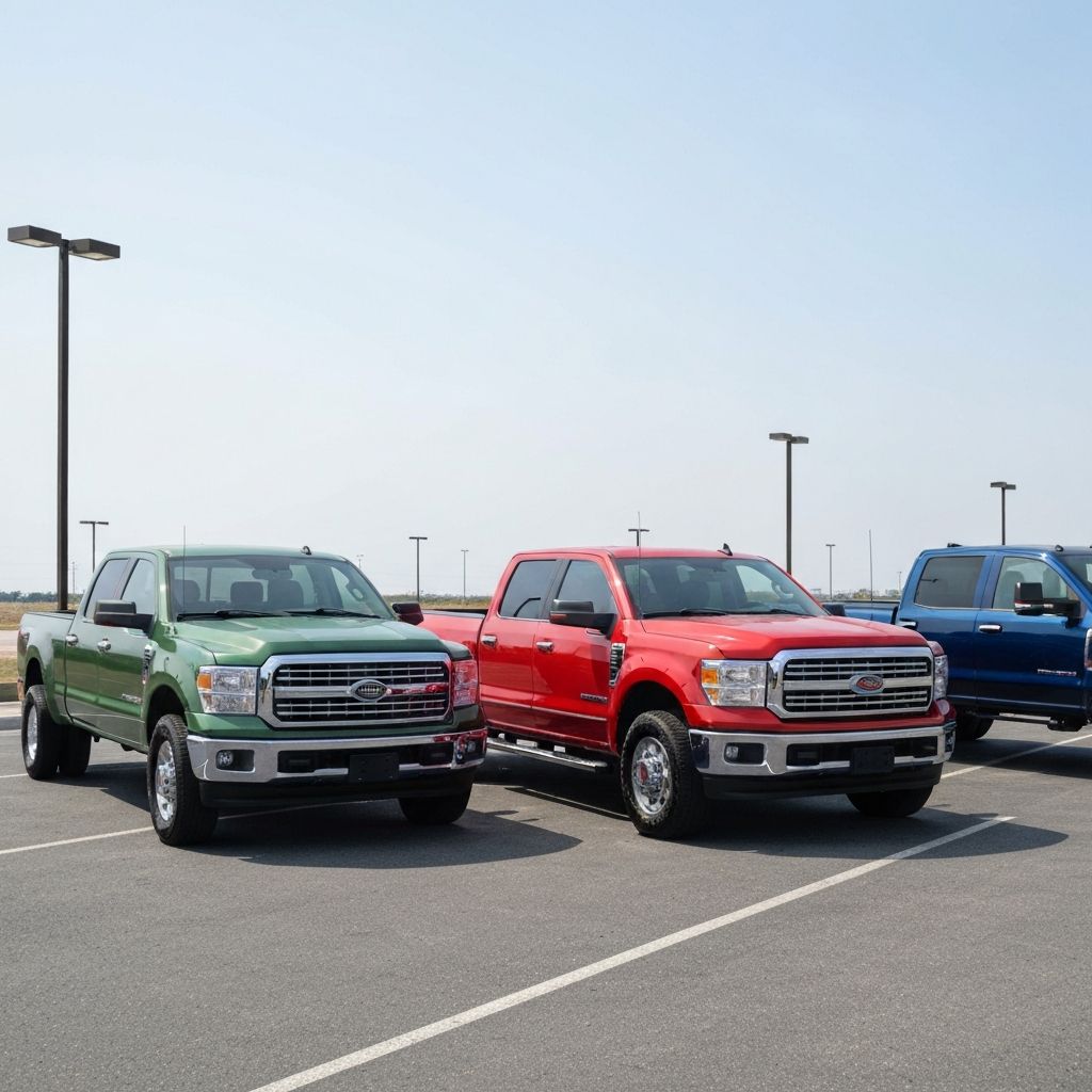 Mid-size, full-size, and heavy-duty pickup trucks ready for auto transport